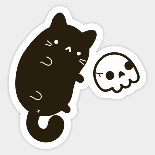 Cute cat with skull Sticker